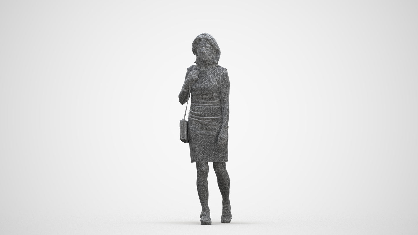 realistic 3D people woman business walking, render-ready for V-Ray and Corona, FBX OBJ, three-quarter front view render