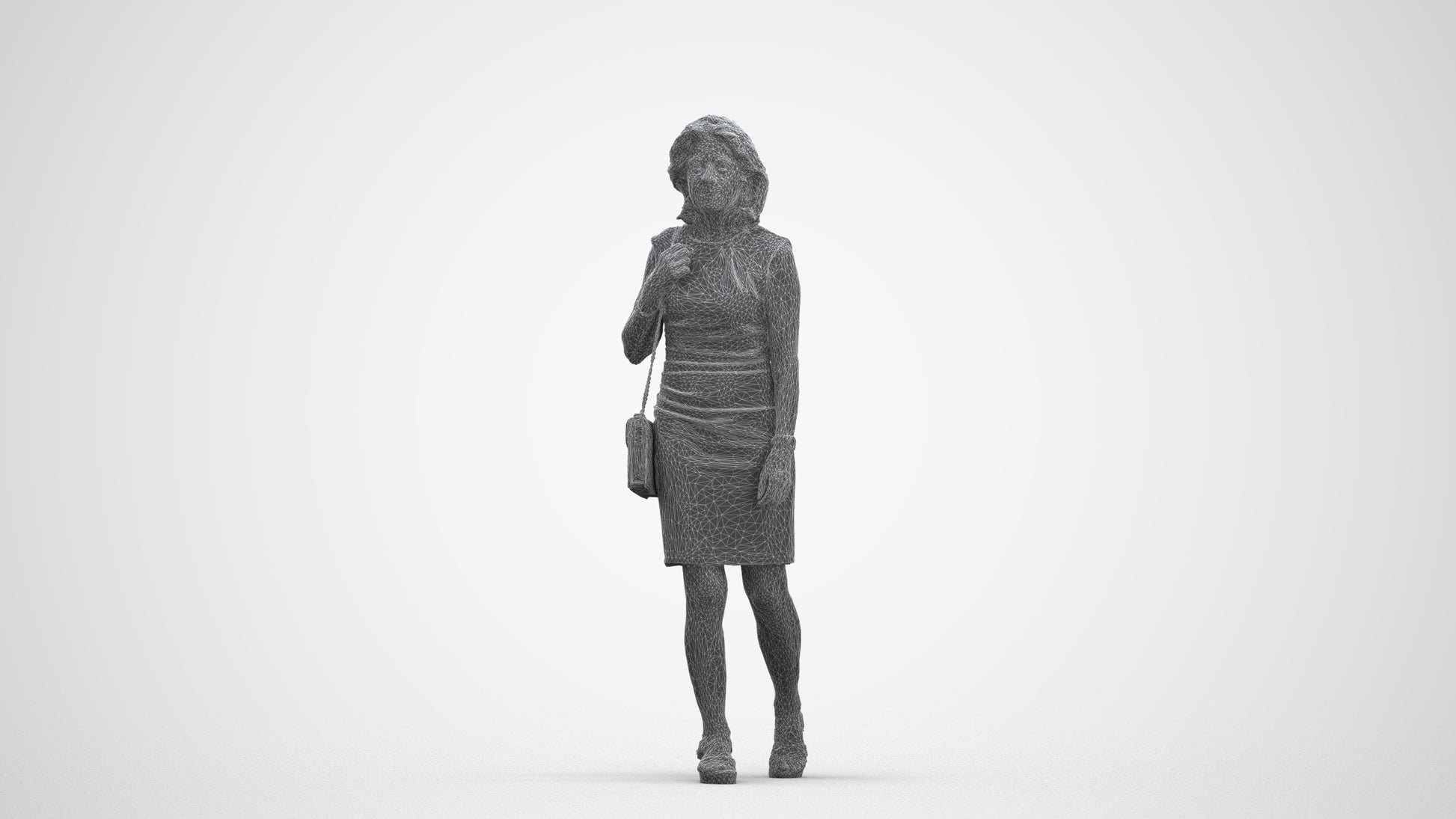 realistic 3D people woman business walking, render-ready for V-Ray and Corona, FBX OBJ, three-quarter front view render