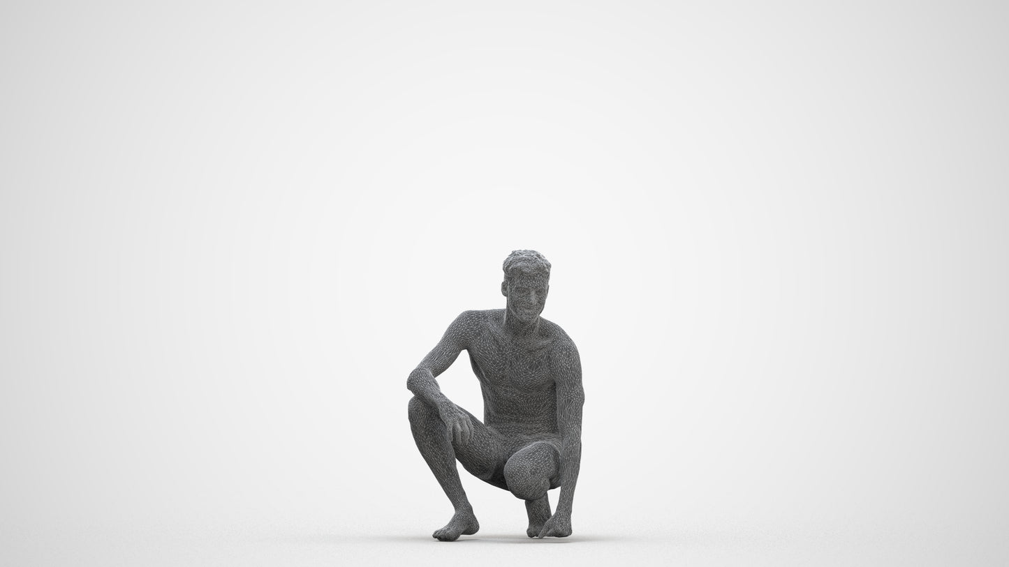 3D people model man pool, scanned human for 3ds Max rendering, three-quarter front view render