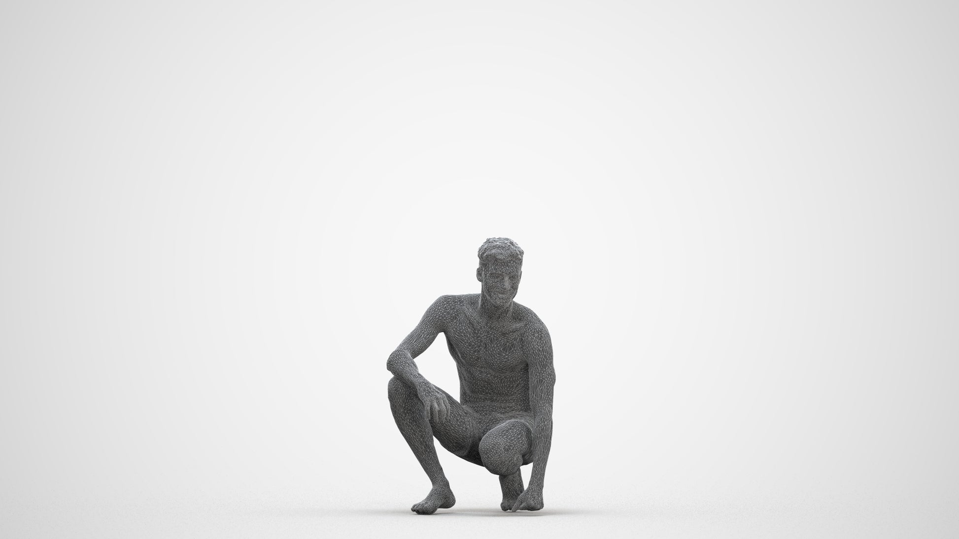 3D people model man pool, scanned human for 3ds Max rendering, three-quarter front view render