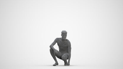 3D people model man pool, scanned human for 3ds Max rendering, three-quarter front view render
