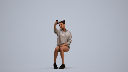 scanned 3D woman casual sitting, photogrammetry people for Enscape and V-Ray, standing pose render