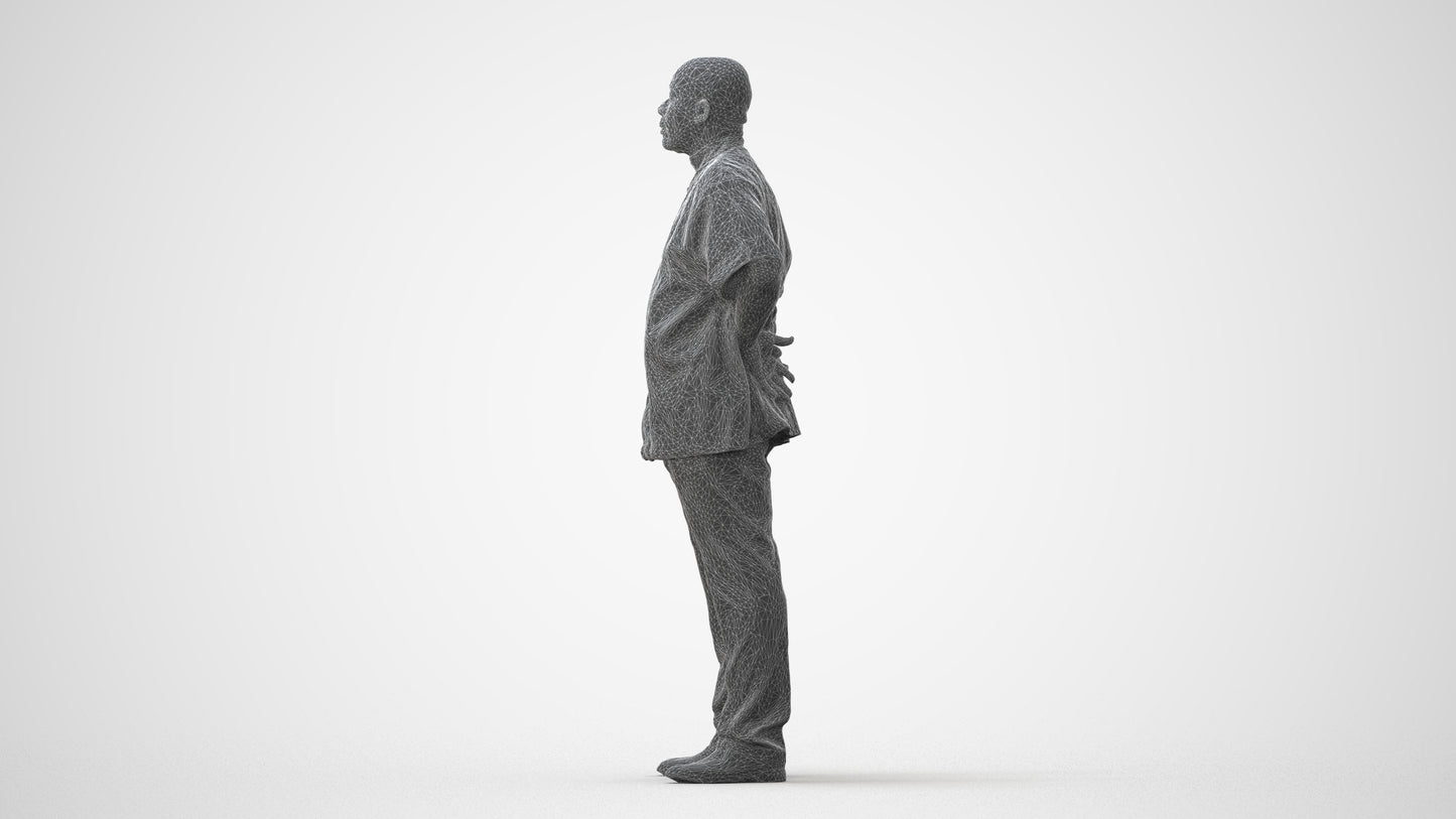 realistic 3D human man hospitality, archviz people FBX OBJ for Blender, square thumbnail