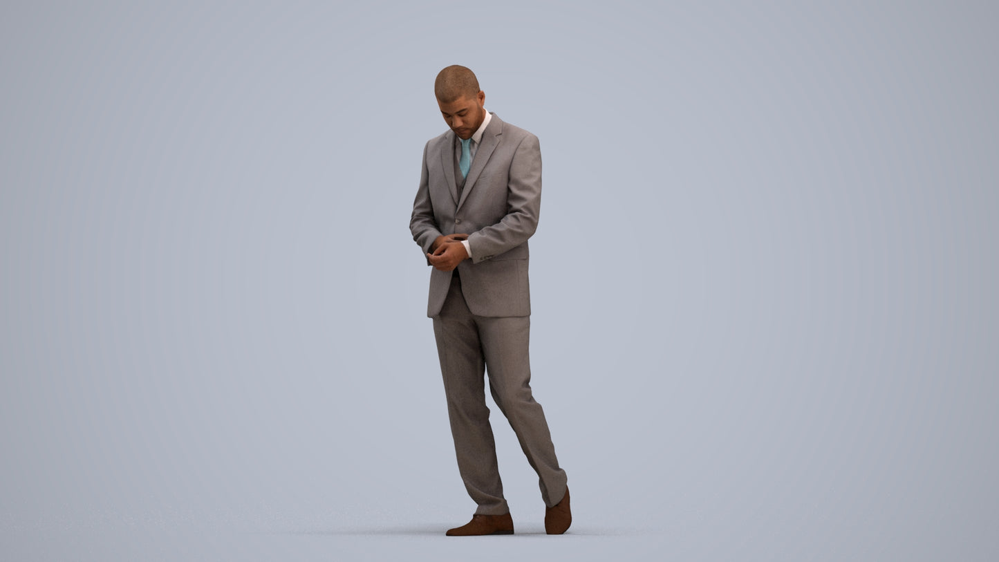 realistic 3D people man business, render-ready for V-Ray and Corona, FBX OBJ, standing pose render