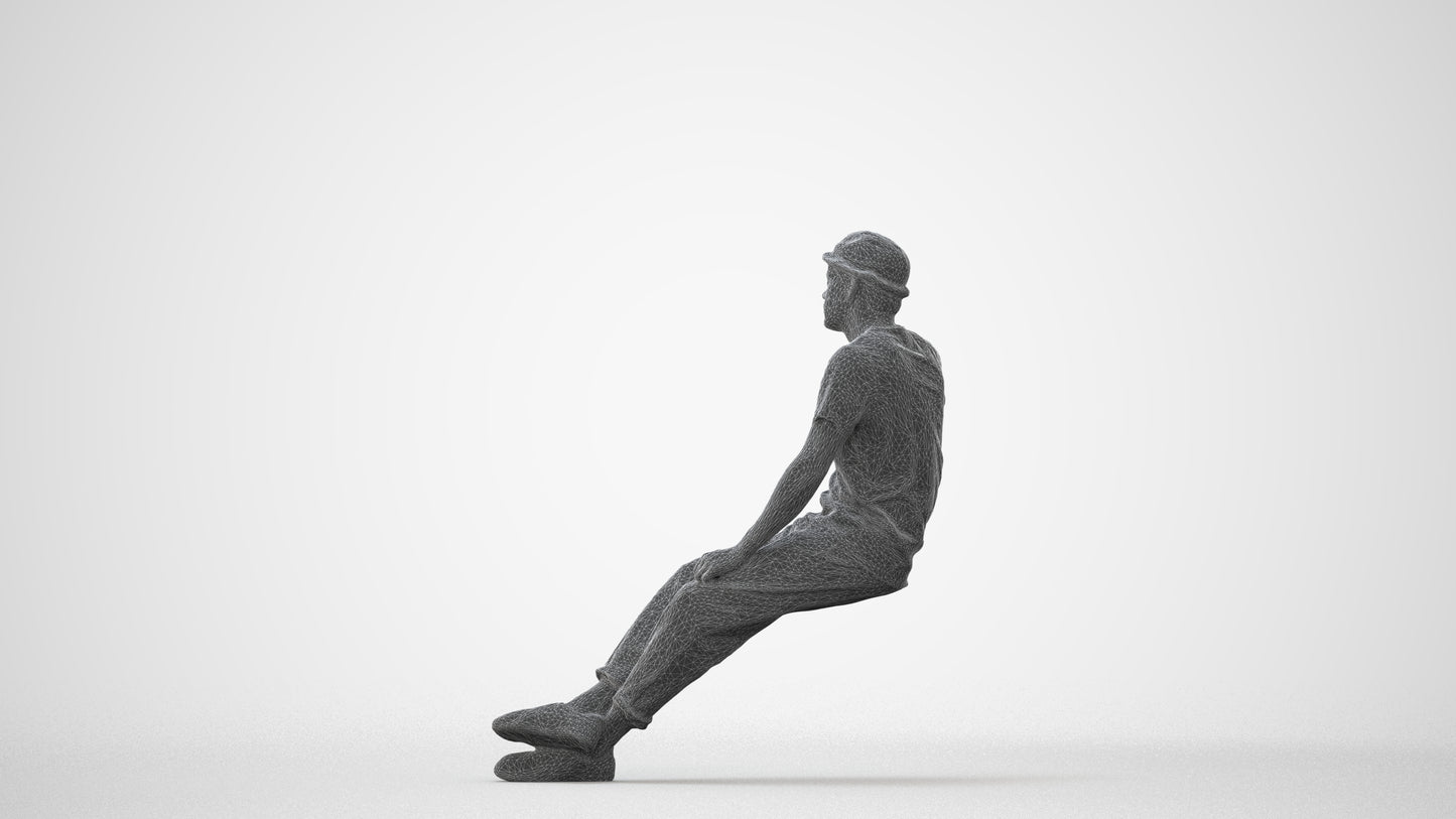 photogrammetry 3D man casual sitting, realistic human model archviz FBX, square thumbnail