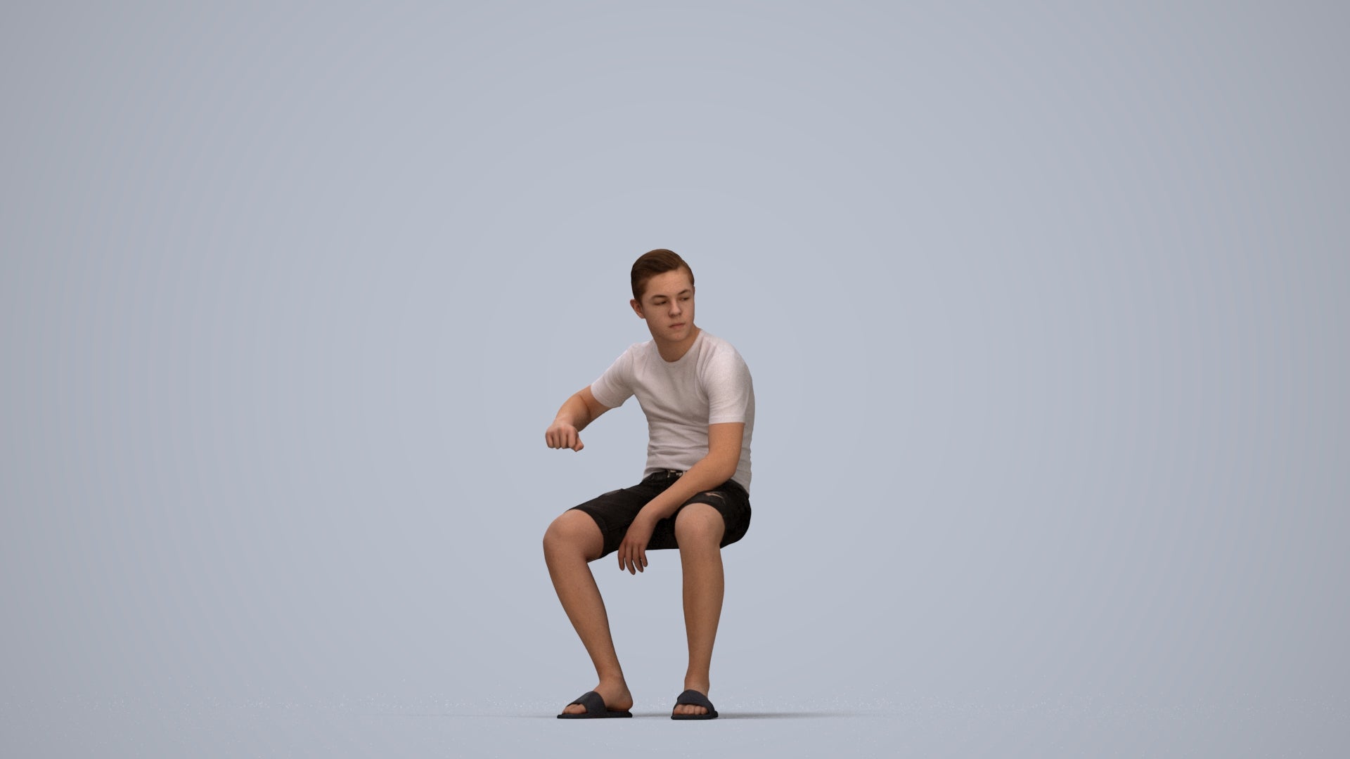 scanned 3D boy casual kids, photogrammetry people for Enscape and V-Ray, top-down view render