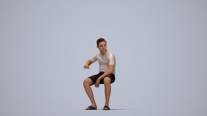 scanned 3D boy casual kids, photogrammetry people for Enscape and V-Ray, top-down view render