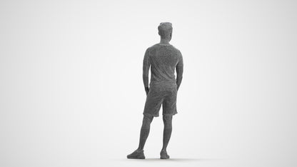 3D people model man casual standing, scanned human for 3ds Max rendering, wireframe front view