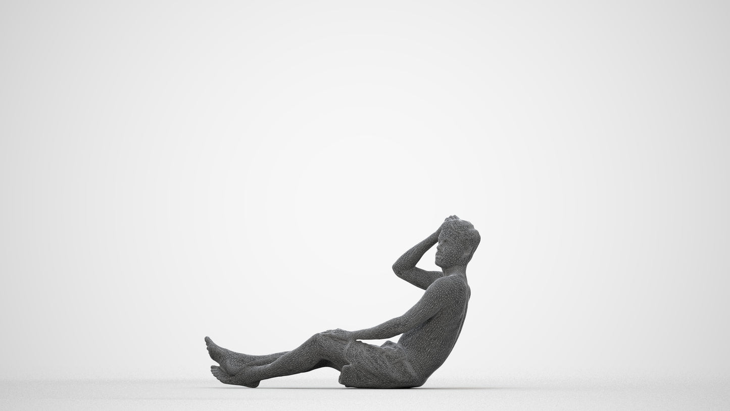 realistic 3D man pool, scanned archviz people for Blender and 3ds Max, wireframe back view