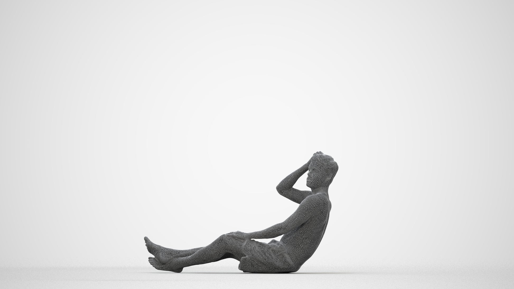 realistic 3D man pool, scanned archviz people for Blender and 3ds Max, wireframe back view