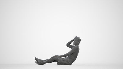 realistic 3D man pool, scanned archviz people for Blender and 3ds Max, wireframe back view