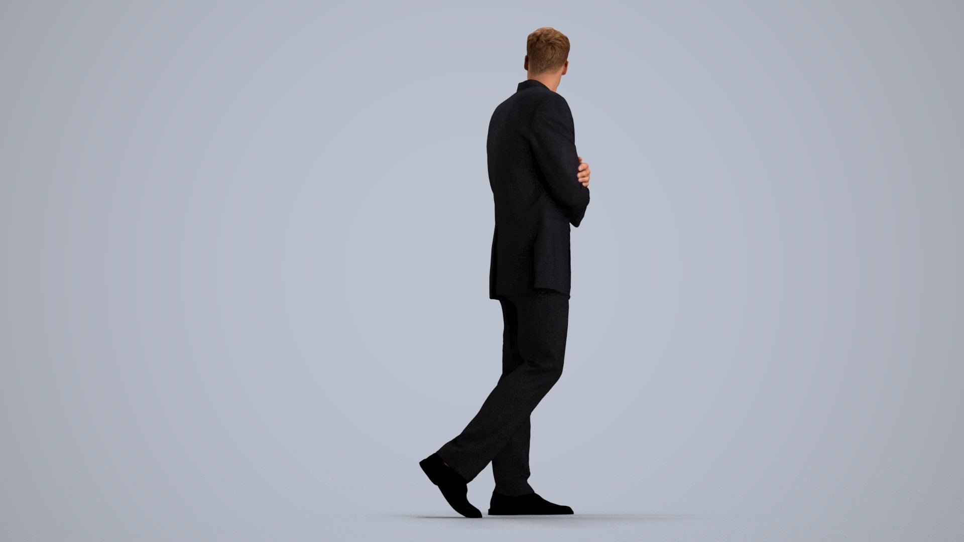 3D human model man business, photogrammetry scanned person for archviz, front view render