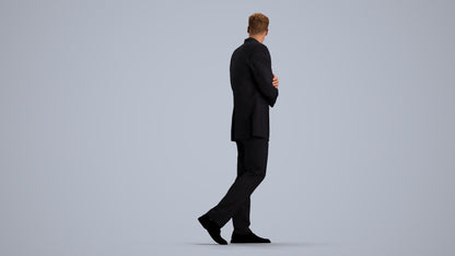 3D human model man business, photogrammetry scanned person for archviz, front view render