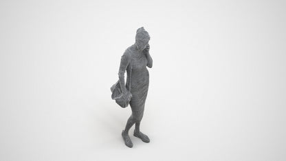 photogrammetry 3D woman casual walking, realistic human model archviz FBX, wireframe three-quarter view