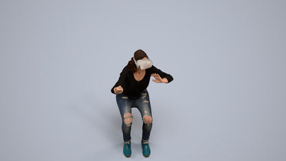 scanned 3D woman casual sitting, photogrammetry people for Enscape and V-Ray, back view render