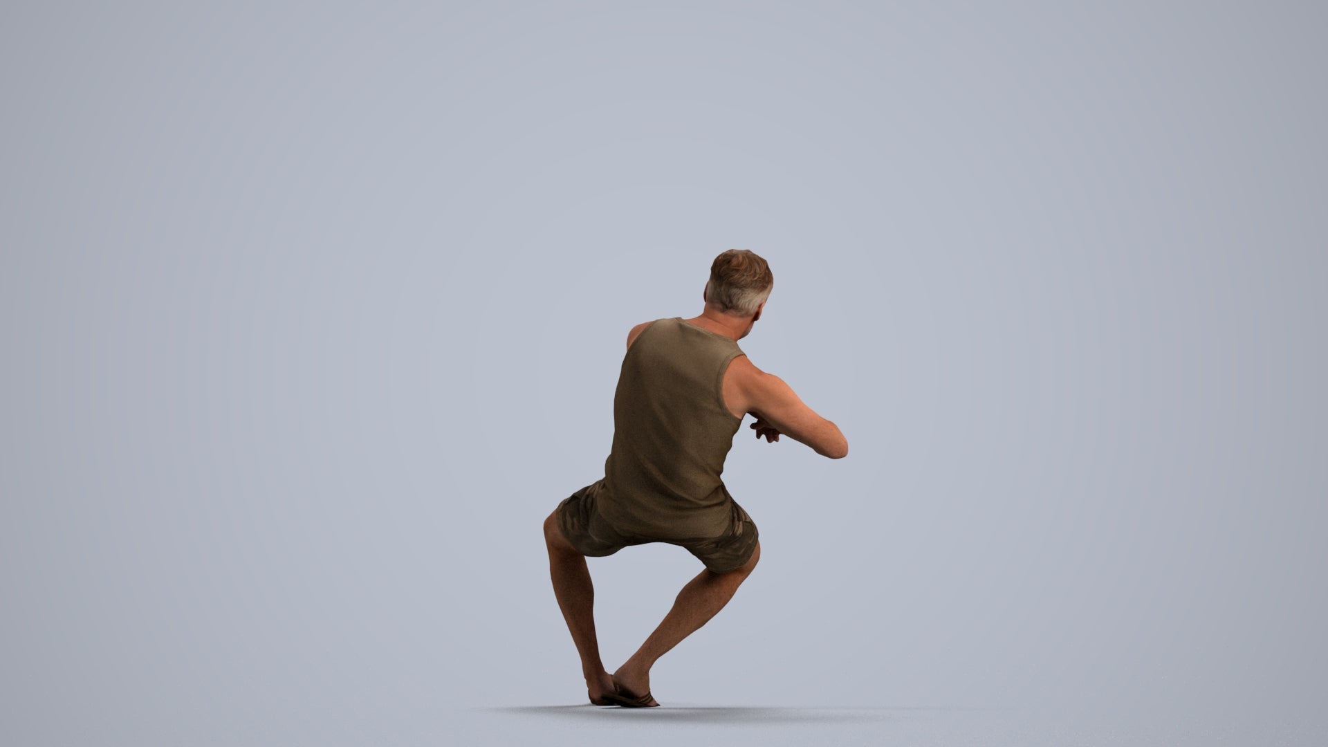 3D scanned man sitting casual, photorealistic archviz people for Enscape and SketchUp, front view render