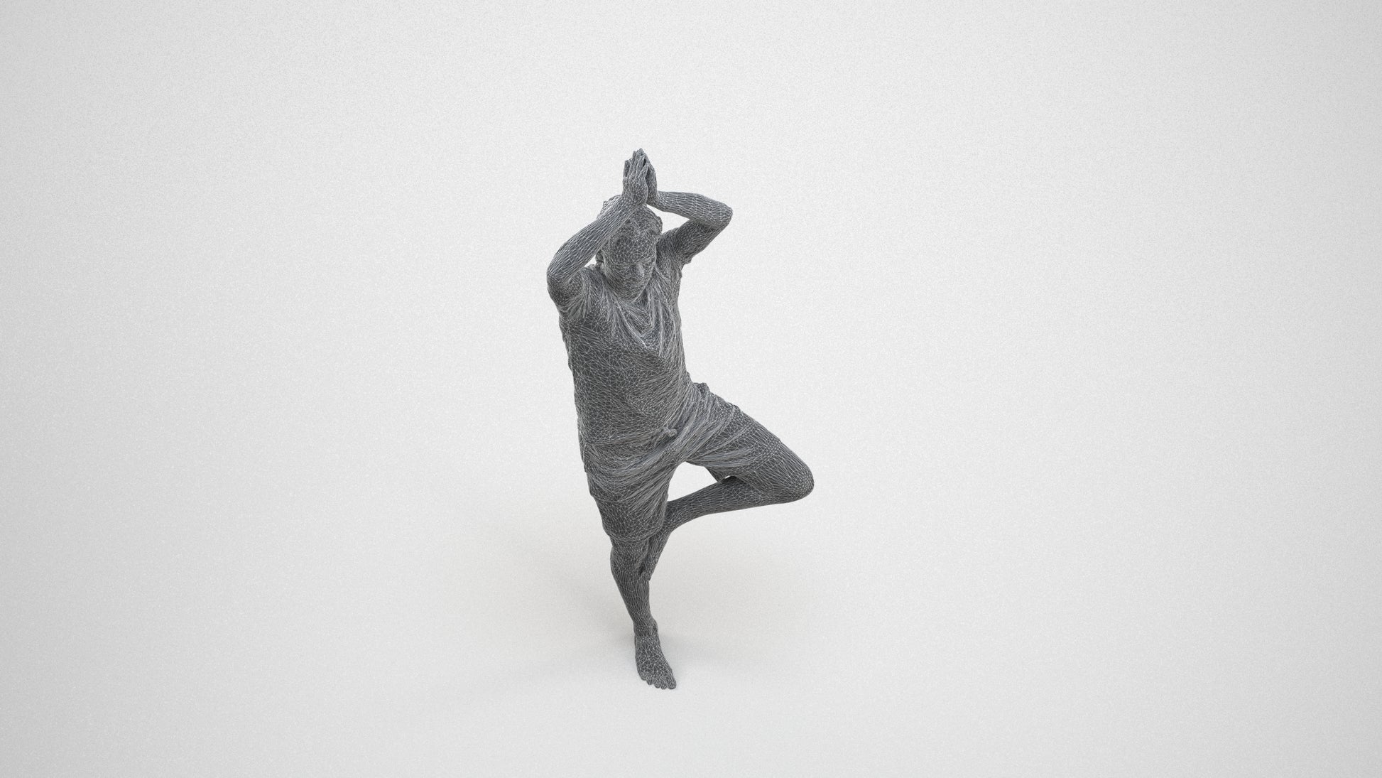realistic 3D man casual sport, scanned archviz people for Blender and 3ds Max, wireframe three-quarter view