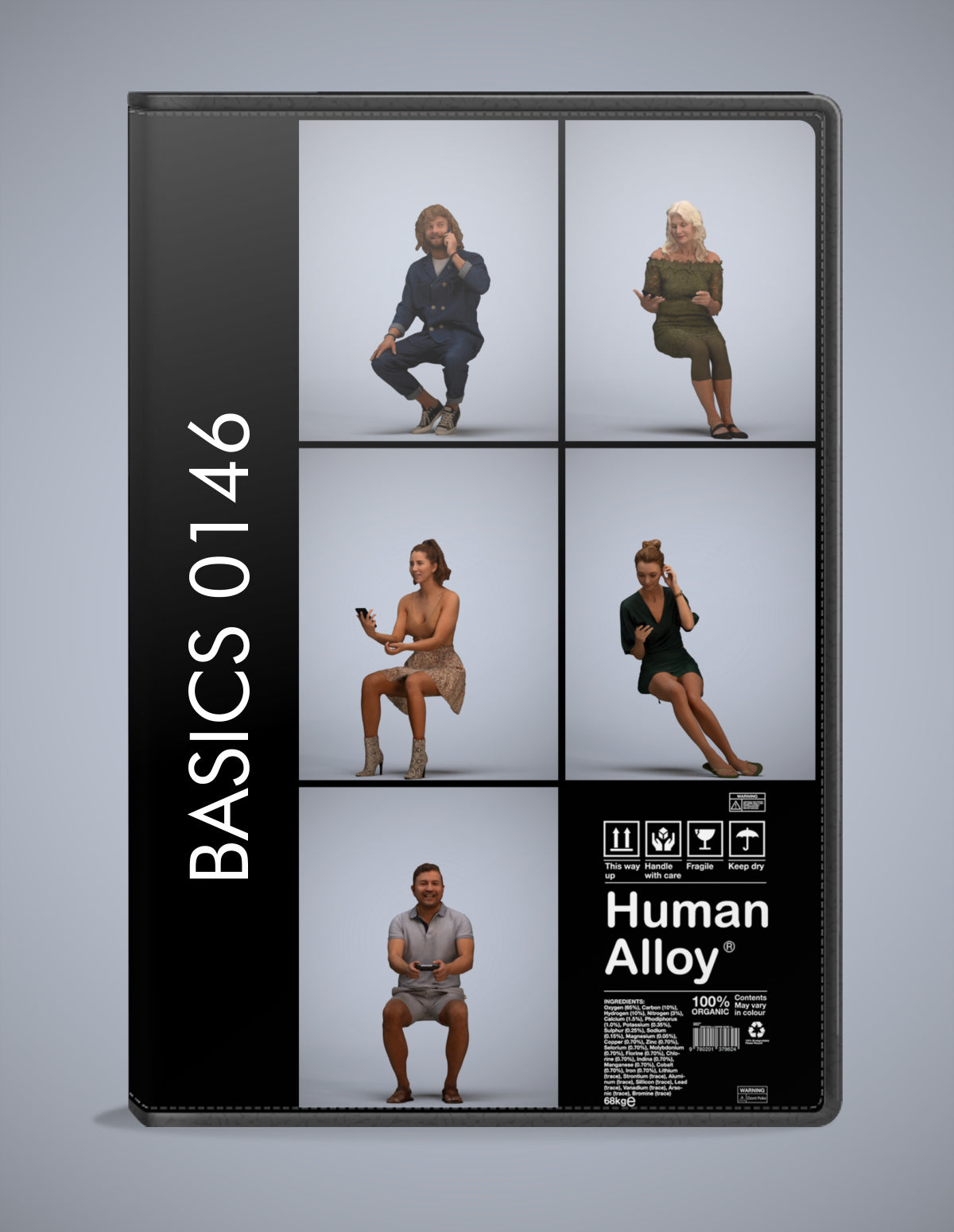 scanned 3D people sitting collection, 5 photogrammetry models for Enscape and V-Ray