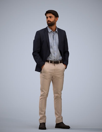 3D human model man business, photogrammetry scanned person for archviz