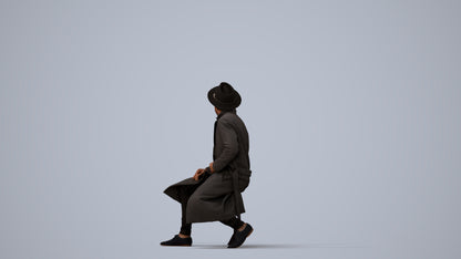 realistic 3D man formal sitting, scanned archviz people for Blender and 3ds Max, three-quarter view render