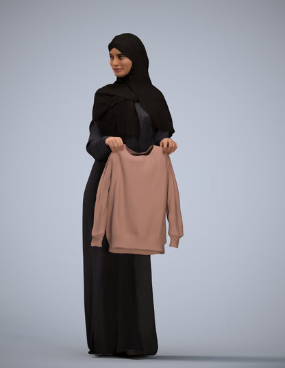 scanned 3D woman standing, photogrammetry people for Enscape and V-Ray