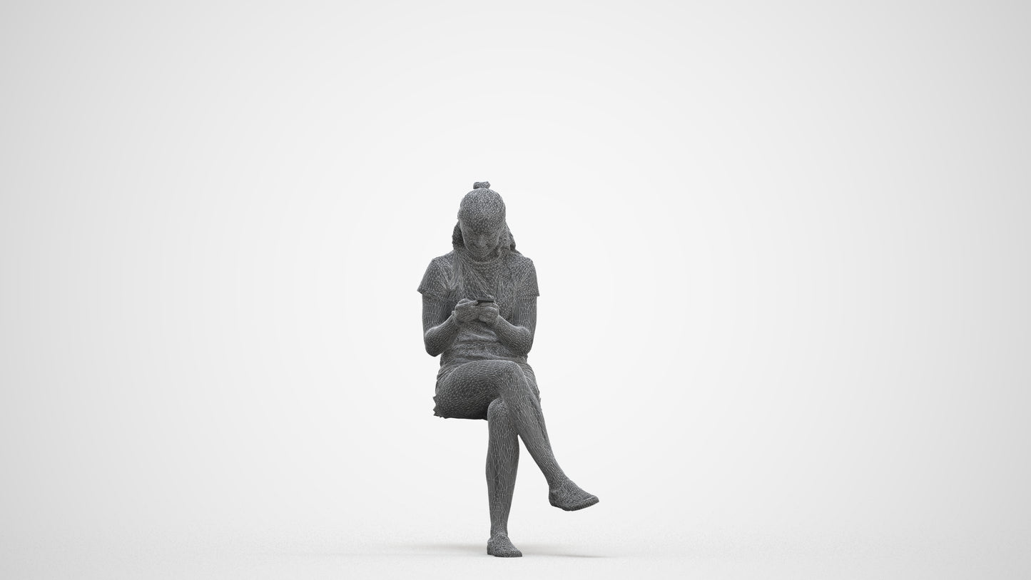 photogrammetry 3D girl casual kids, realistic human model archviz FBX, three-quarter front view render