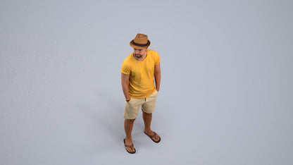 3D scanned man standing casual, photorealistic archviz people for Enscape and SketchUp, back view render