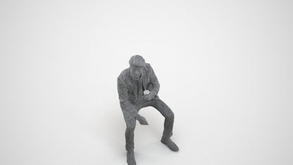 photogrammetry 3D man business, realistic human model archviz FBX, wireframe three-quarter view