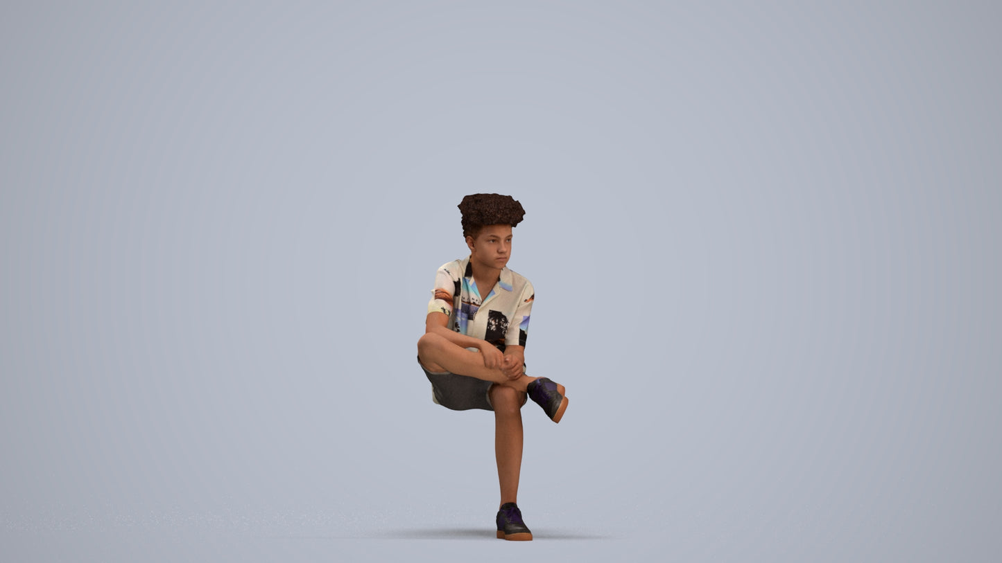 scanned 3D boy casual kids, photogrammetry people for Enscape and V-Ray, standing pose render