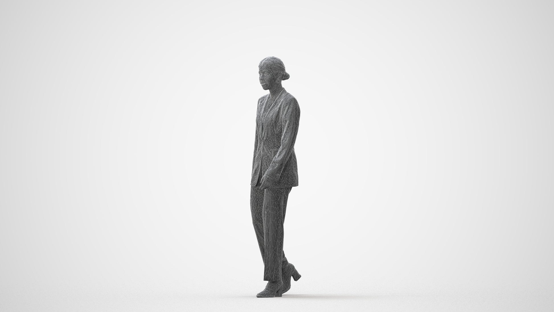 3D scanned woman standing business, photorealistic archviz people for Enscape and SketchUp, square thumbnail