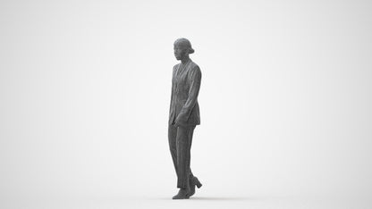 3D scanned woman standing business, photorealistic archviz people for Enscape and SketchUp, square thumbnail