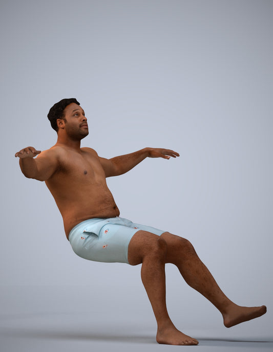 3D human model man pool, photogrammetry scanned person for archviz