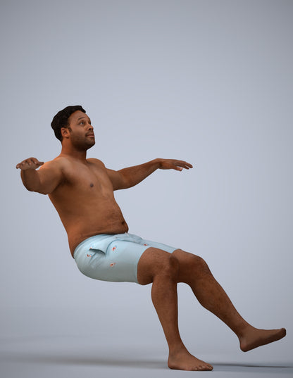 3D human model man pool, photogrammetry scanned person for archviz