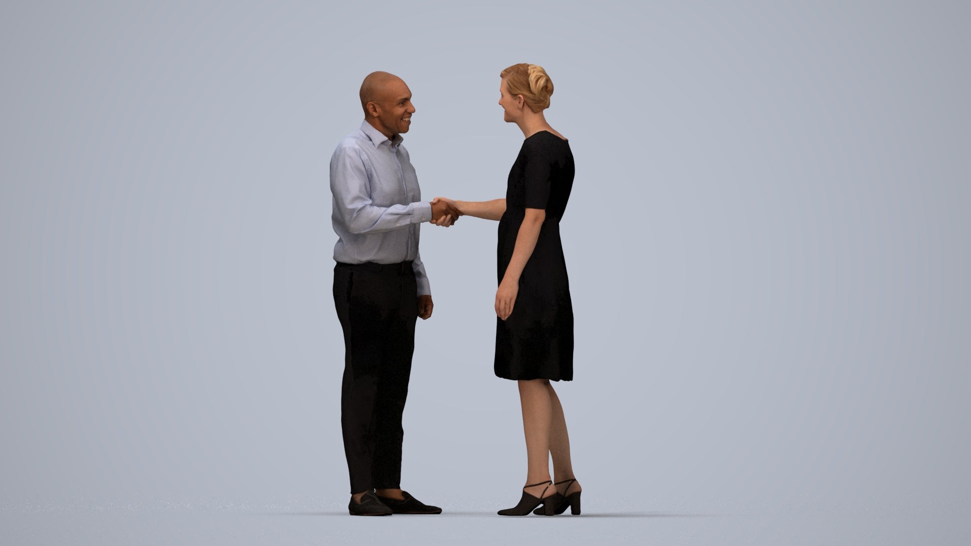 scanned 3D woman business, photogrammetry people for Enscape and V-Ray, top-down view render