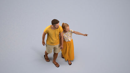 realistic 3D girl casual kids, scanned archviz people for Blender and 3ds Max, back view render