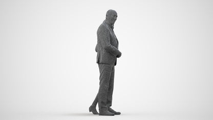 realistic 3D human senior woman business kids, archviz people FBX OBJ for Blender, wireframe side view