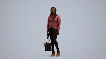 realistic 3D people woman casual standing, render-ready for V-Ray and Corona, FBX OBJ, standing pose render