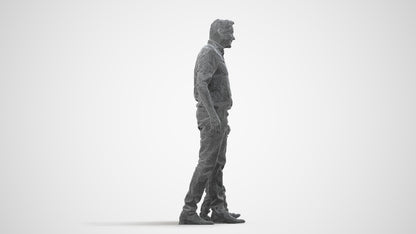 3D scanned boy kids casual, photorealistic archviz people for Enscape and SketchUp, wireframe side view