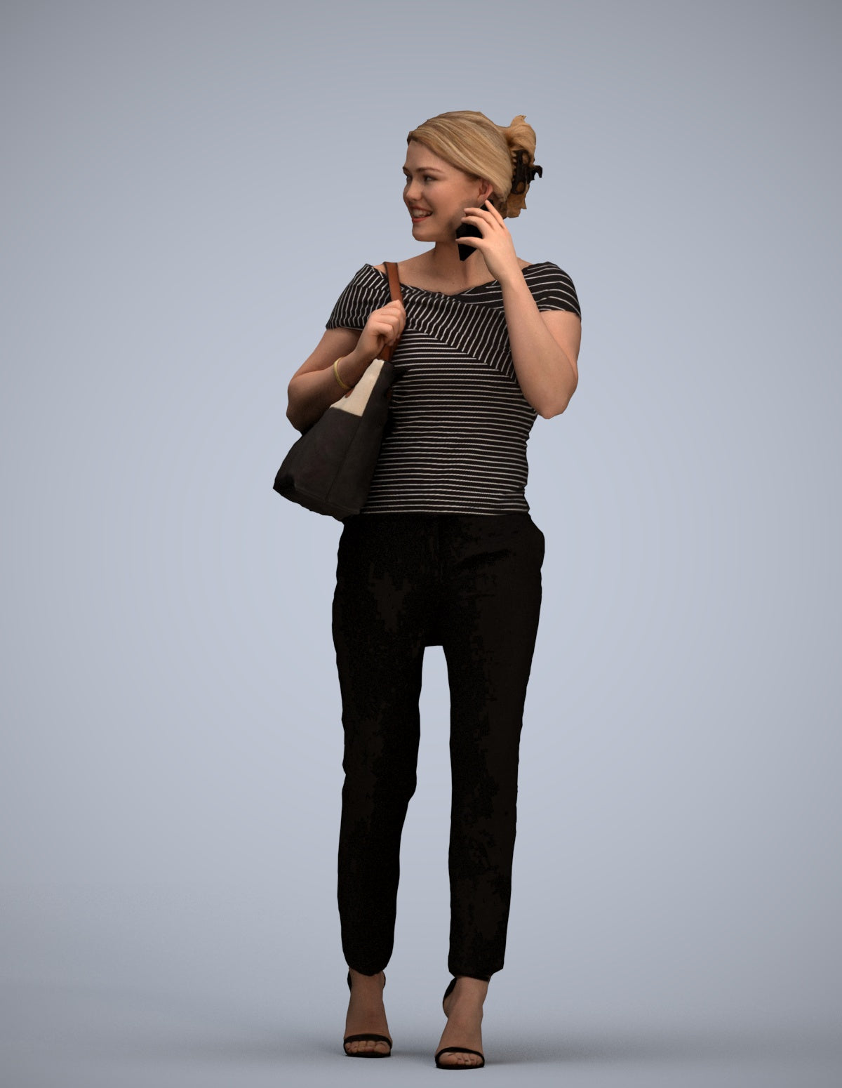 scanned 3D woman business standing, photogrammetry people for Enscape and V-Ray
