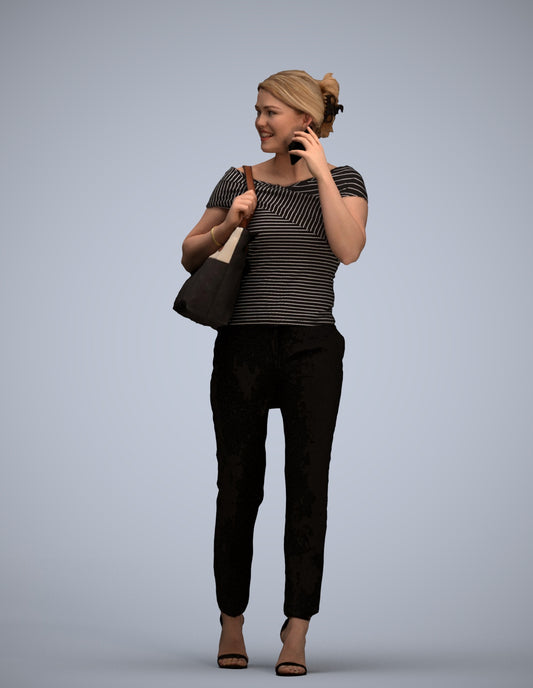 scanned 3D woman business standing, photogrammetry people for Enscape and V-Ray