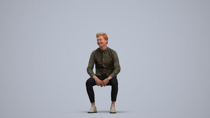 realistic 3D man casual sitting, scanned archviz people for Blender and 3ds Max, standing pose render