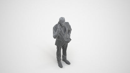 3D scanned man business, photorealistic archviz people for Enscape and SketchUp, wireframe three-quarter view