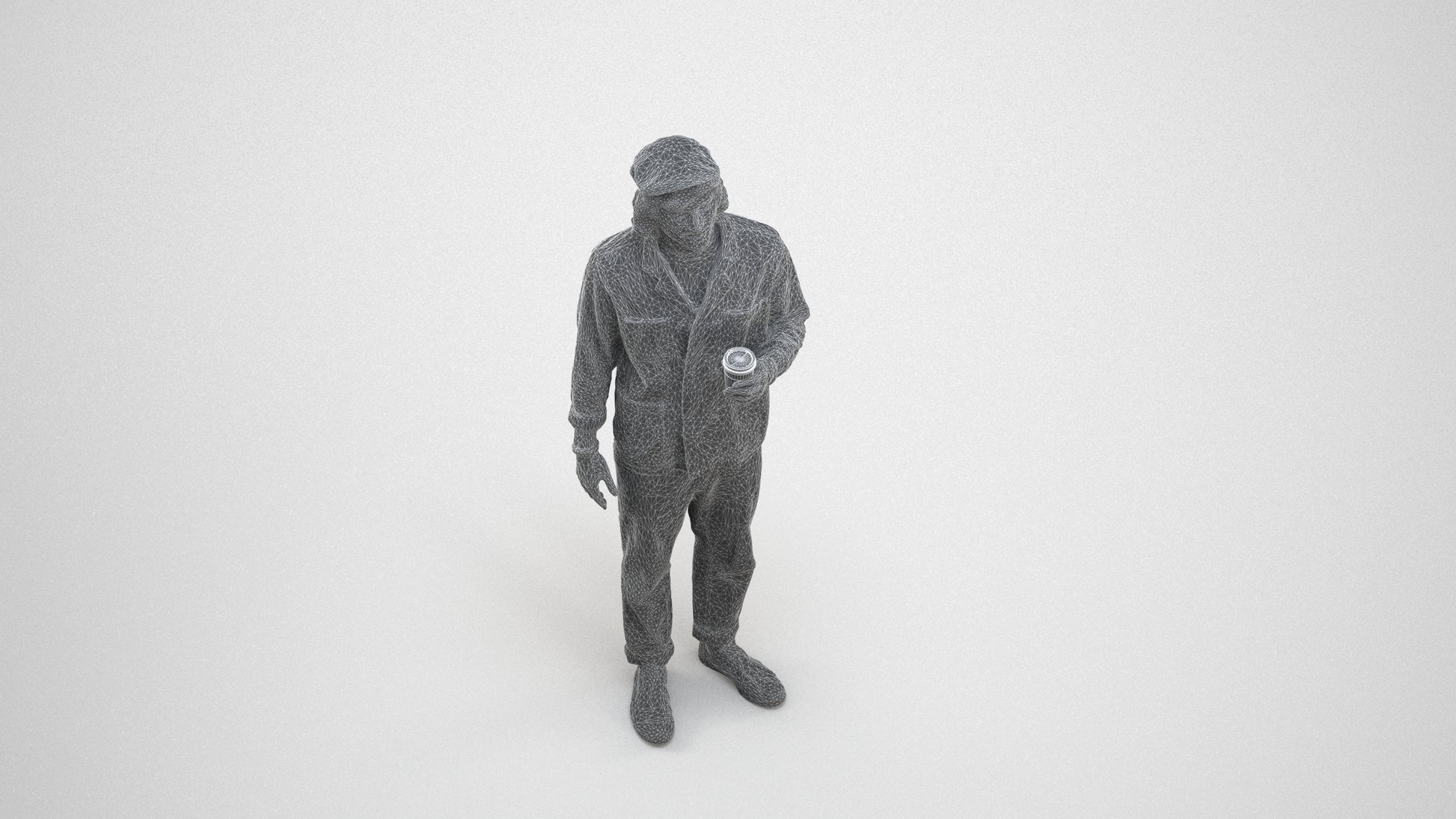 realistic 3D people man casual standing, render-ready for V-Ray and Corona, FBX OBJ, wireframe three-quarter view