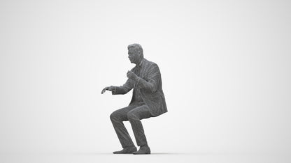 3D scanned man business, photorealistic archviz people for Enscape and SketchUp, wireframe back view