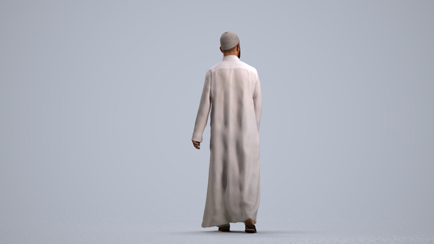 3D people model man walking, scanned human for 3ds Max rendering, front view render