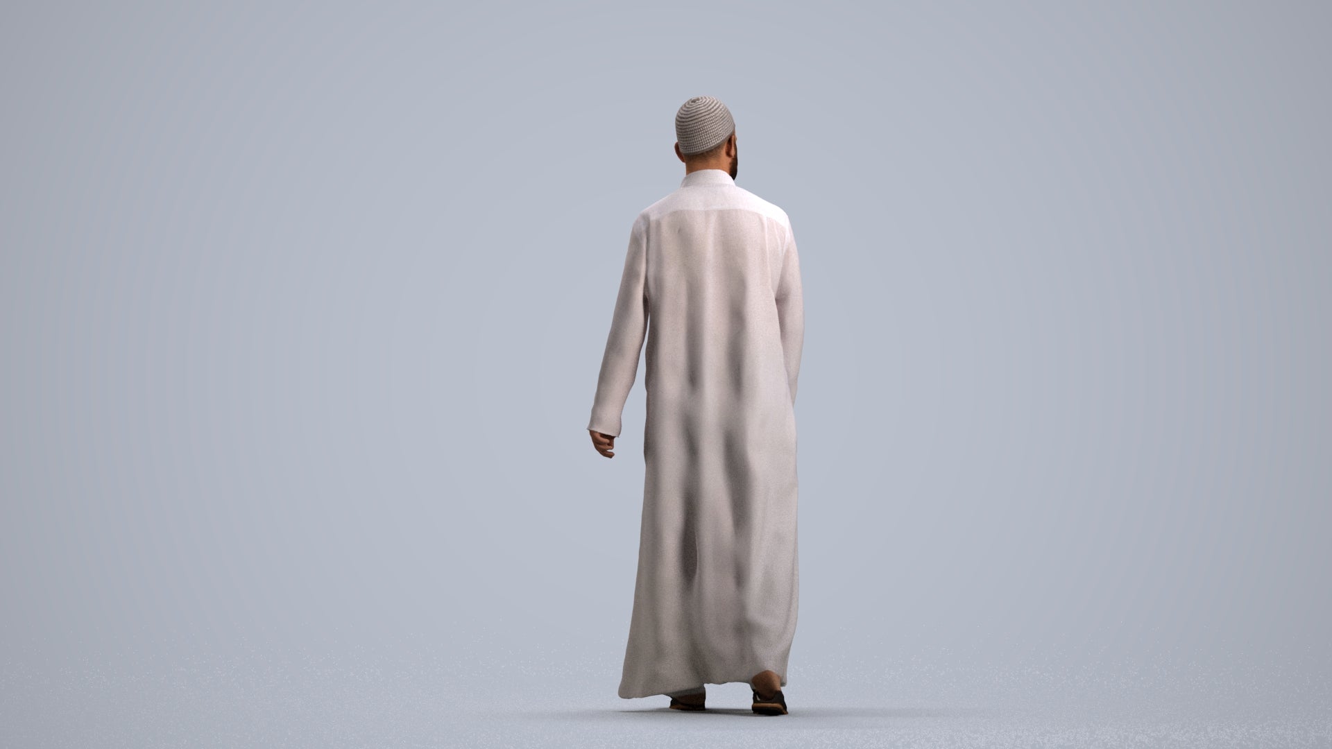 3D people model man walking, scanned human for 3ds Max rendering, front view render