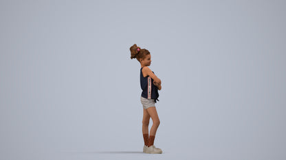 scanned 3D girl sport kids, photogrammetry people for Enscape and V-Ray, side view render