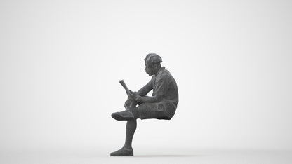 scanned 3D man casual sitting, photogrammetry people for Enscape and V-Ray, square thumbnail