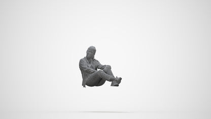 realistic 3D woman casual sitting, scanned archviz people for Blender and 3ds Max, wireframe back view