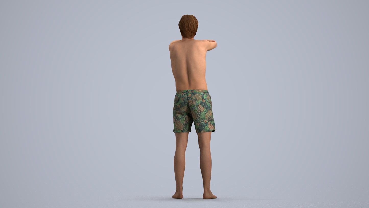 realistic 3D man pool, scanned archviz people for Blender and 3ds Max, front view render